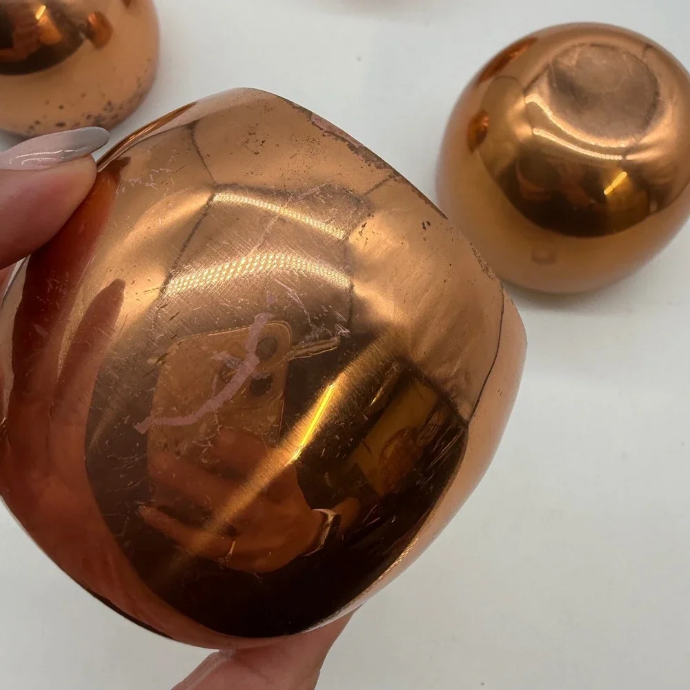 Vintage Coppercraft Guild Copper Cups Set of 4 Round roly poly Barware Tumblers
